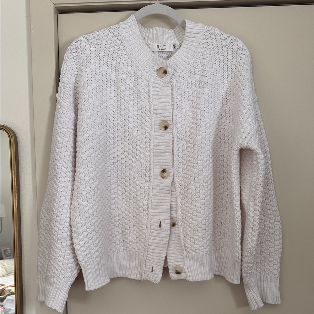 Women's White Button-Up Sweater